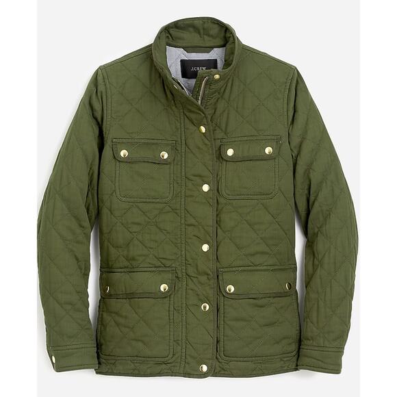 J. Crew SP Green Quilted Downtown Field Jacket - Picture 1 of 5